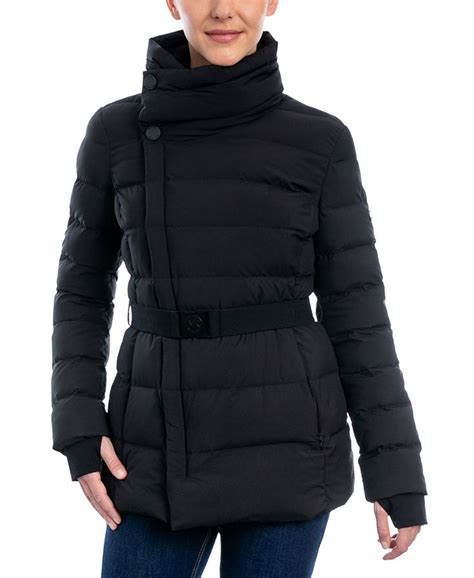 michael michael kors asymmetrical packable down puffer coat|Michael Kors shiny puffer jacket.